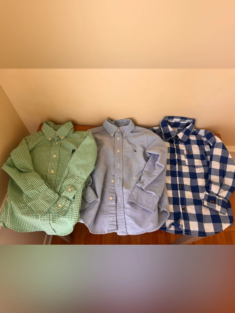 Lot of 3 Long sleeve button up toddler boys preppy shirts size 4T